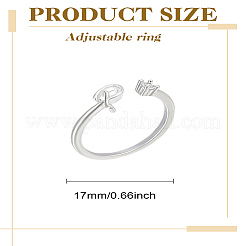 1 pz lettera ottone strass anelli polsino aperto per le donne&nbsp;AJEW-LP0004-47P-S