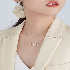 Colliers avec pendentif en forme de 8 en argent sterling plaqué rhodium et 925 zircones cubiques pour femmes&nbsp;NJEW-BB72241
