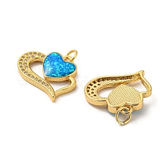 Circonita cúbica micro pavé de latón para el día de San Valentín con colgantes de ópalo sintético&nbsp;KK-D096-02A-G