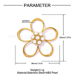 Pendentifs creux en acier inoxydable 304 et ABS avec imitation perle&nbsp;STAS-OY016-54G