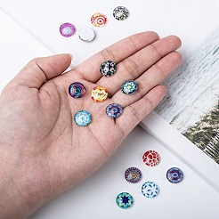 Piatta e rotonda cabochon in vetro stampato&nbsp;GGLA-N004-12mm-G-WH