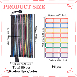 80 Stück rechteckige Dokumententaschen aus PVC und Polyester in 10 Farben mit Reißverschluss&nbsp;AJEW-GO0005-03