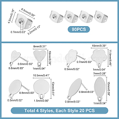 80 Stück Ohrstecker-Zubehör aus 304 Edelstahl (4 Stile) und 90 Stück Ohrmuttern&nbsp;STAS-UN0034-92