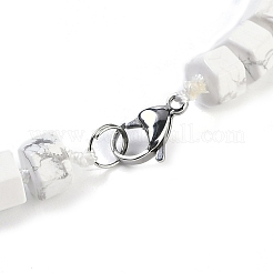 Colliers de perles graduées en prisme hexagonal en howlite naturelle pour femmes et hommes&nbsp;NJEW-K388-03D