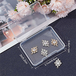 8 Stück 2 Stile Messing klare Zirkonia Rautenglieder Verbinder Charms&nbsp;ZIRC-BBC0003-72