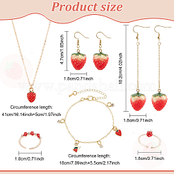 Set di collana con ciondolo in ottone smaltato a forma di fragola&nbsp;SJEW-AN0001-35