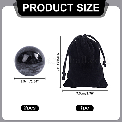 2 pz palline da massaggio in giada nera naturale&nbsp;DJEW-ME0001-20