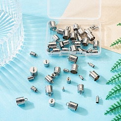 60pc 6 styles 201 emembouts de cordon en acier inoxydable&nbsp;STAS-TA0002-98