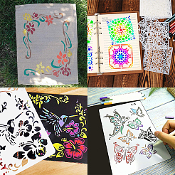 Stencil per pittura su plastica a tema fiori e uccelli/cielo stellato&nbsp;DIY-CP0001-23