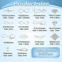 84 pièces 14 styles breloques de connecteur en alliage de style tibétain&nbsp;TIBE-FG0001-03
