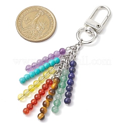 Pendentif chakra améthyste naturelle & œil de tigre & lapis lazuli & aventurine verte & cristal de quartz & cornaline & turquoise synthétique décoration&nbsp;HJEW-TA00295