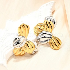Pendientes de botón bicolor de acero inoxidable 304 para mujer&nbsp;EJEW-R023-01GP-07