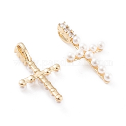 Pendentifs avec zircon cubiques à micro-pavés en laiton&nbsp;KK-F814-10G