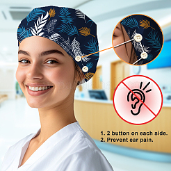Gorros de trabajo ajustables de algodón con estampados y bouffant para mujeres y hombres&nbsp;AJEW-WH0677-002
