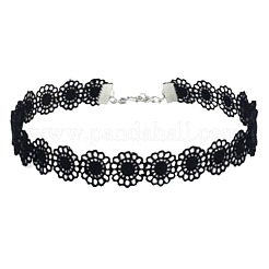 6 Stück 6 Stile Gothic Polyester Spitzen Choker Halsketten für Frauen&nbsp;FS-WG8751E-01
