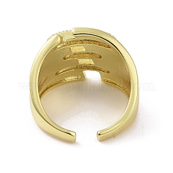 Offener Manschettenring aus Messing mit Mikropflaster und klarem Zirkonia für Damen&nbsp;RJEW-M165-02A-G