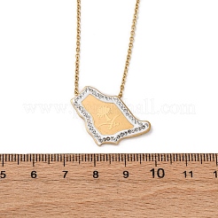Colliers avec pendentif en acier inoxydable 304 et strass en cristal représentant la carte du pays de l'Arabie saoudite&nbsp;NJEW-R026-08G