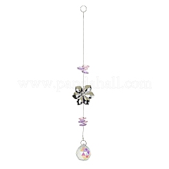 Acchiappasole in vetro con fiori appesi&nbsp;HJEW-P018-E01