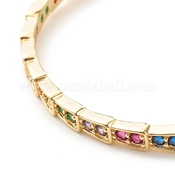 Bracelet de manchette ouvert en zircone cubique colorée&nbsp;BJEW-B054-18G