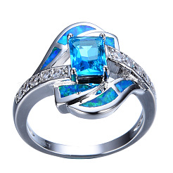 Fingerringe aus Messing mit Mikropavé und Zirkonia und Opal&nbsp;FS-WG9EA6B-01