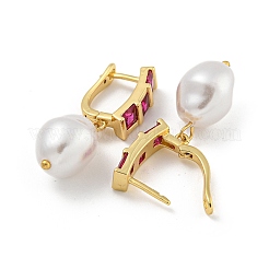 Orecchino a cerchio con micro pavé di zirconi in ottone placcato cremagliera&nbsp;EJEW-C102-02G-01