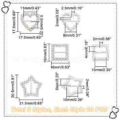 Ahademaker 60 piezas 3 estilo aleación cristal rhinestone zapato decoración&nbsp;FIND-GA0002-81