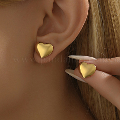 Boucles d'oreilles à tige en acier inoxydable 201 à motif cœur rayé romantique&nbsp;JJ3371-2