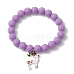 Braccialetti elasticizzati con perline rotonde in silicone da 9 mm a tema natalizio&nbsp;BJEW-JB10879