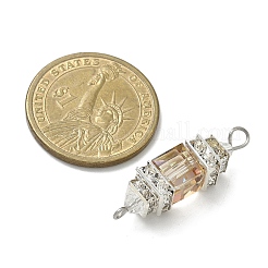 3 Stück 3 Farben galvanisierter Glaswürfel & Messing Kristall Strass Verbinder Charms&nbsp;PALLOY-JF04407