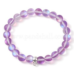 8 mm runde synthetische Mondsteinperlen zum Herstellen von Stretch-Armbändern&nbsp;BJEW-JB11394