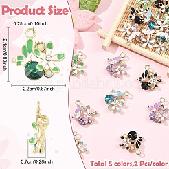10 stücke 5 farben legierung strass anhänger&nbsp;FIND-YW0011-54