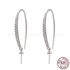 925 crochet de boucle d'oreille en argent sterling plaqué rhodium anti-ternissement avec micro pavé de zircones cubiques&nbsp;STER-F041-88P