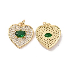 Pendentifs de cœur en laiton avec zircone cubique de micro pave&nbsp;KK-G435-01G