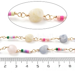 Catene a maglie in morganite e vetro naturale&nbsp;CHC-K014-11G-01