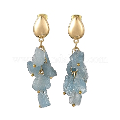 Orecchini pendenti a perno in ottone con perline di acquamarina naturale grezza.&nbsp;EJEW-JE07474-01