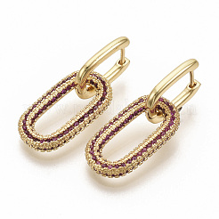 Orecchini a cerchio in ottone zirconi con micro pavé di ottone&nbsp;X-EJEW-S208-070C