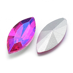 Cabochons en verre avec strass de dos avec point&nbsp;RGLA-T020-7x15mm-10