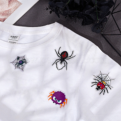 8 Stück 4 Stile Halloween Spinne & Spinnennetz Polyester computergesteuerte Stickerei zum Aufnähen auf Stoffflecken&nbsp;DIY-WR0003-65