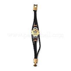 Retro-Multi-Strang-Armbänder aus geflochtenem Lederband&nbsp;BJEW-L616-20H