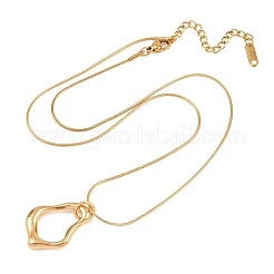 Collares de cadena redonda con colgante de lágrima irregular hueco de acero inoxidable 304 para mujer&nbsp;NJEW-G188-01G
