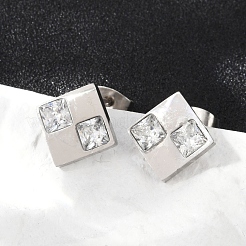 Ohrstecker aus 304 Edelstahl mit Mikropavé und klaren Zirkonia&nbsp;EJEW-Z089-25P