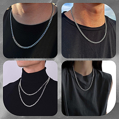Collier chaîne cubaine en acier inoxydable 304 (1 pièce) pour homme et femme&nbsp;NJEW-BM0001-08E