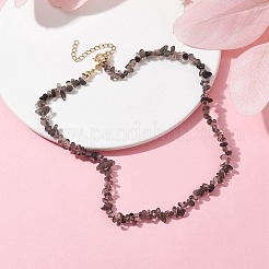 Collana di perline di chip di ossidiana di ghiaccio naturale&nbsp;NJEW-JN04616-02