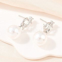 Valentinstag-Ohrstecker aus Messing mit Mikropavé-Fassung und klaren Zirkonia&nbsp;EJEW-Z164-05P