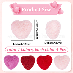 16 Stück 4 Farben Herz handgemachte Wollfilz Ornament Zubehör&nbsp;DIY-CY00003-06