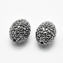Handgemachte Fimo-Perlen Strass&nbsp;RB-L030-21B-16x12mm
