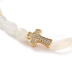 Pépites de bracelets de perles extensibles en pierre de lune blanche naturelle&nbsp;BJEW-JB05805-05