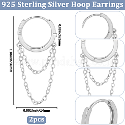 1 Paar Creolen aus Sterlingsilber mit 925 Zirkoniasteinen&nbsp;EJEW-BBC0002-04P