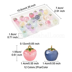 24 pz 12 colori pendenti in vetro trasparente a forma di mela&nbsp;DGLA-FS0001-15