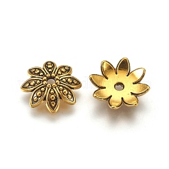 8 -petal de style tibétain casquettes fleur d'alliage de perles&nbsp;TIBEB-2347-AG-LF